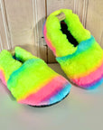 Big kids slip on shoes - Neon fur