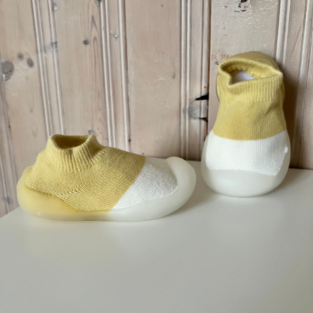 Sock Shoes - Mustard & Cream