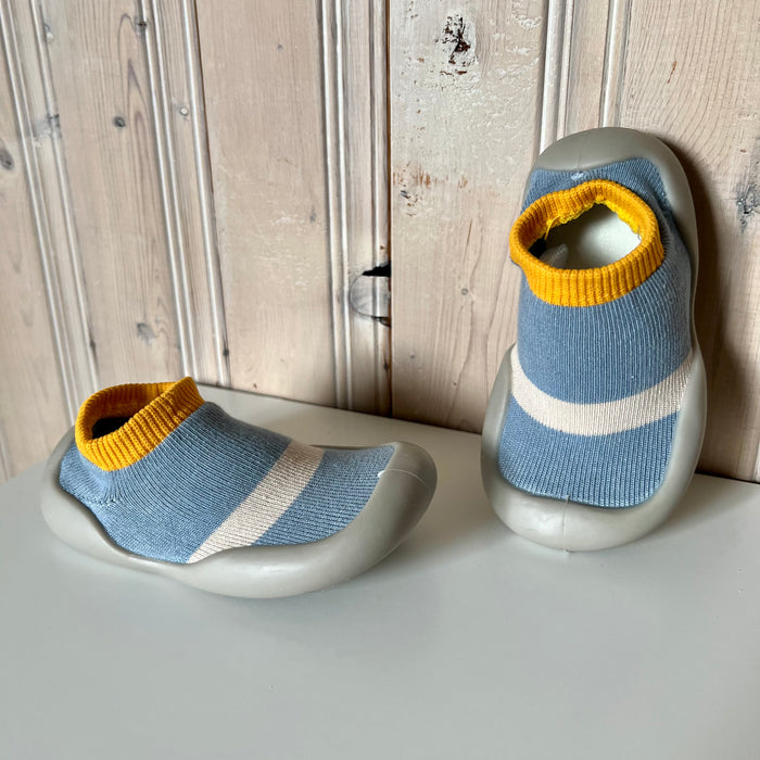 Sock Shoes - Blue & Tan